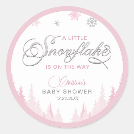 Kleine Snowflake Winter Baby Dusche Runder Aufkleber (Vorderseite)