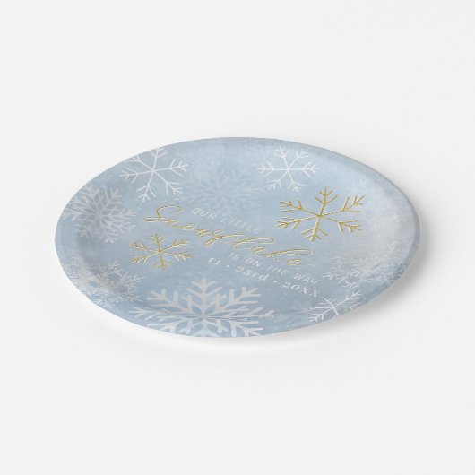 Kleine Snowflake Winter Baby Dusche Teller (Schrägansicht)