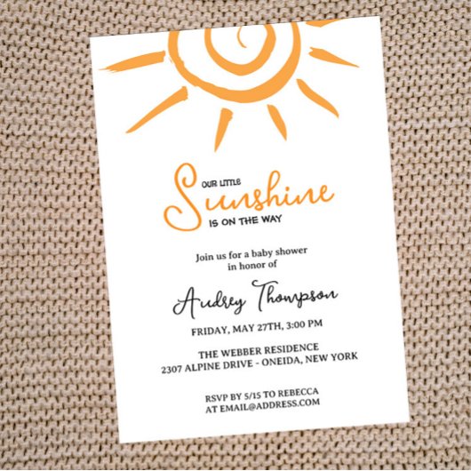 KLEINE SONNE AUF DEM WEG BABY SHOWING EINLADUNG