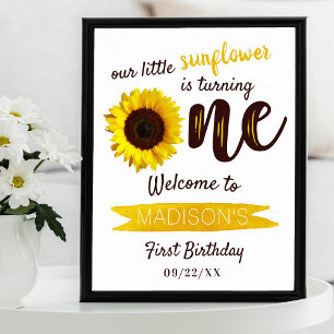 Kleine Sonnenblume 1. Geburtstag Begrüßungszeichen Poster