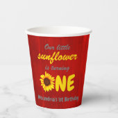 Kleine Sonnenblume 1. Geburtstag Pappbecher (Vorderseite)