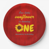 Kleine Sonnenblume 1. Geburtstag Pappteller (Vorderseite)