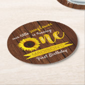 Kleine Sonnenblume 1. Geburtstag Party Runder Pappuntersetzer (Angewinkelt)