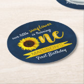 Kleine Sonnenblume 1. Geburtstag Party Runder Pappuntersetzer (Angewinkelt)