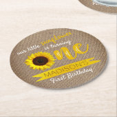 Kleine Sonnenblume 1. Geburtstag Party Runder Pappuntersetzer (Angewinkelt)