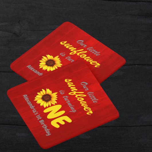 Kleine Sonnenblume 1. Geburtstag Rechteckiger Pappuntersetzer