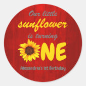 Kleine Sonnenblume 1. Geburtstag Runder Aufkleber (Vorderseite)
