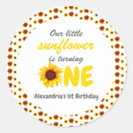 Kleine Sonnenblume 1. Geburtstag Runder Aufkleber