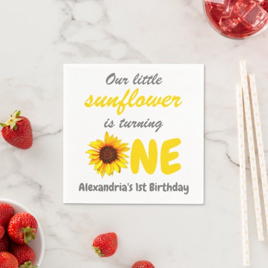 Kleine Sonnenblume 1. Geburtstag Serviette (Beispiel)