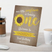 Kleine Sonnenblume 1. Geburtstag Willkommen Sockelschild (In SItu)
