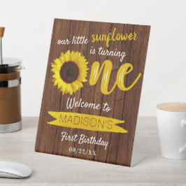 Kleine Sonnenblume 1. Geburtstag Willkommen Sockelschild