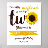 Kleine Sonnenblume 2. Geburtstag Begrüßungszeichen Poster (Vorne)