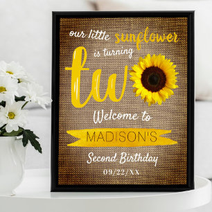 Kleine Sonnenblume 2. Geburtstag Begrüßungszeichen Poster