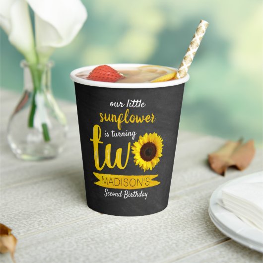 Kleine Sonnenblume 2. Geburtstag Pappbecher (In Situ)