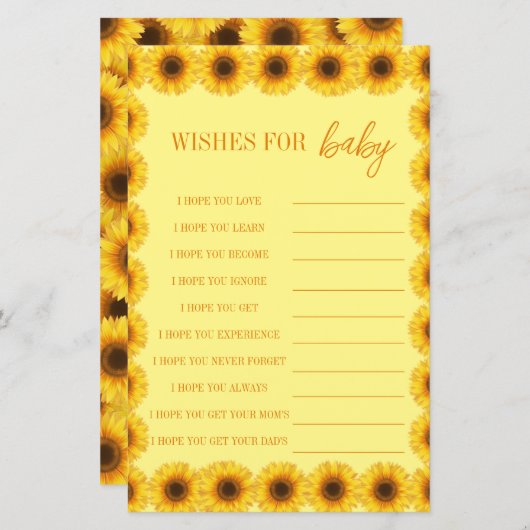 Kleine Sonnenblume Blumenmädchen Erstgeburt (Vorne/Hinten)