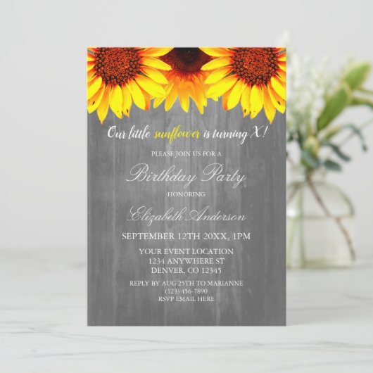 Kleine Sonnenblume Geburtstag Einladung (Stehend Vorderseite)