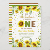 Kleine Sonnenblume Mädchen Erstgeburt Einladung (Vorne/Hinten)