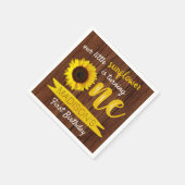 Kleine Sonnenblume Rustikales Holz 1. Geburtstag Serviette (Ecke)