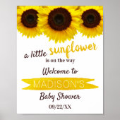 Kleine Sonnenblume unterwegs! Baby Dusche Empfang Poster (Vorne)
