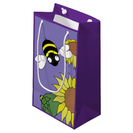 Kleine Sonnenblumenbeutel Geschenktüte (Vorderseite Schrägansicht)