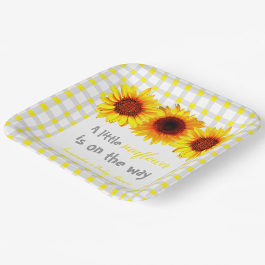 Kleine Sonnenblumendusche Pappteller (Gewinkelt)