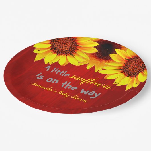 Kleine Sonnenblumendusche Pappteller (Schrägansicht)