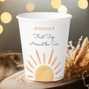 Kleine Sonnenreise zum 1. Geburtstag um die Sonne Pappbecher