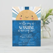 Kleine Sonnenschein-Blauer Kinderdusche Einladung (Stehend Vorderseite)