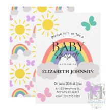 Kleine Sonnenschein & Regenbogen Babyshower-Einlad