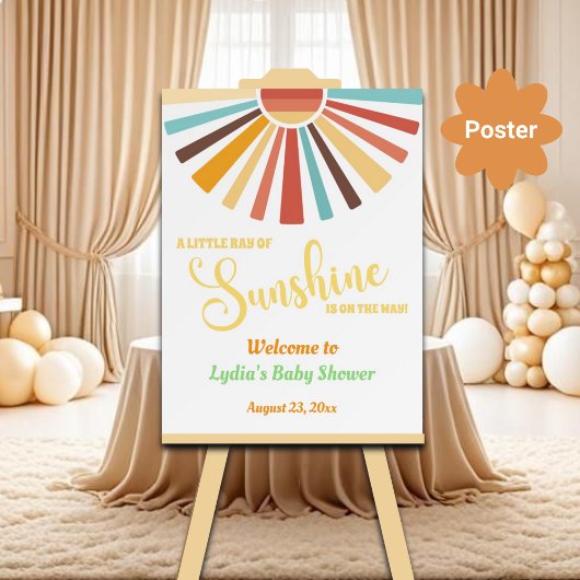Kleine Sonnenstrahlen mit Baby-Dusche Poster