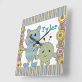 Kleine spähende Monster-Baby-Wanduhr Quadratische Wanduhr (Winkel)