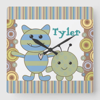 Kleine spähende Monster-Baby-Wanduhr Quadratische Wanduhr