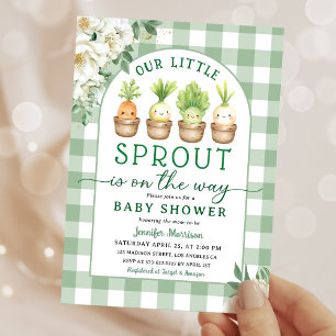 Kleine Spross-Baby-Party Grün Geschlechtsneutral Einladung