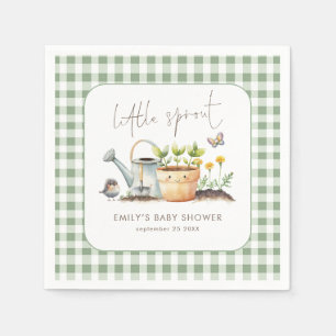 Kleine Sprossen Gingham Salbei Garten Baby Shower  Serviette