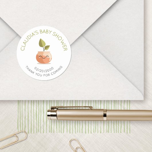 Kleine Sprout Baby Dusche Runder Aufkleber