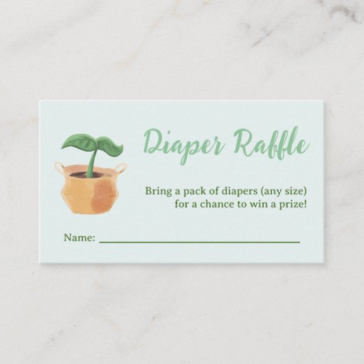 Kleine Sprout Diaper Raffle Garden Baby Dusche Begleitkarte (Vorderseite)