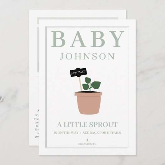 Kleine Sprout-Packet-Gender-Enthüllung lädt ein Einladung (Vorne/Hinten)
