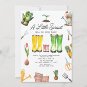 Kleine Sprout Pink Rain Stiefel Blume Gartenarbeit Einladung (Vorderseite)