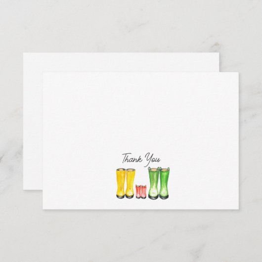 Kleine Sprout Red Rain Boots Gartenarbeit Dankeskarte (Vorne/Hinten)