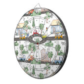 Kleine Stadt & Autos farbenfrohe Muster Kinder Dartscheibe (Vorderseite rechts)