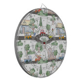 Kleine Stadt & Autos farbenfrohe Muster Kinder Dartscheibe (Vorderseite Links)