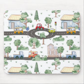 Kleine Stadt & Autos farbenfrohe Muster Kinder Mousepad (Vorne)