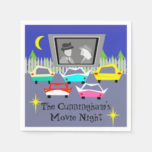 Kleine Stadt Laufwerk-in-Film verfügbar Napkins Serviette (Vorderseite)