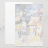 Kleine Stadt nachts Briefpapier (Vorne/Hinten)