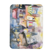 Kleine Stadt nachts Magnet (Vertikal)