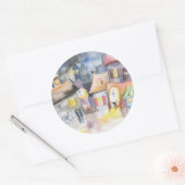 Kleine Stadt nachts Runder Aufkleber (Umschlag)