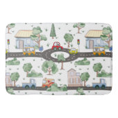 Kleine Stadt und Autos farbenfrohe Muster Badematte (Vorderseite)