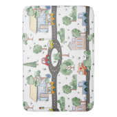 Kleine Stadt und Autos farbenfrohe Muster Badematte (Vorderseite Vertikal)