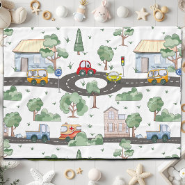 Kleine Stadt und Autos farbenfrohe Muster Fleecedecke