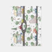 Kleine Stadt und Autos farbenfrohe Muster Fleecedecke (Vorderseite)